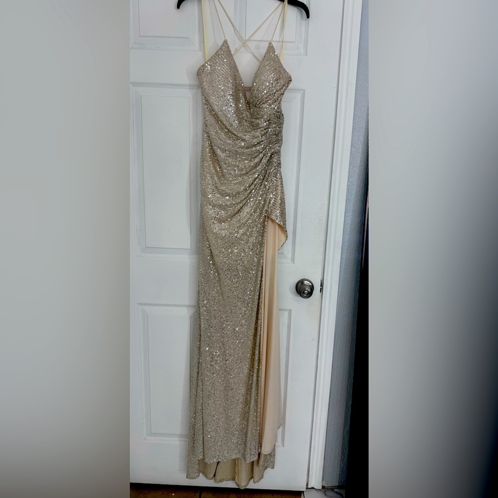 Elegant Gold Sequin Evening Gown